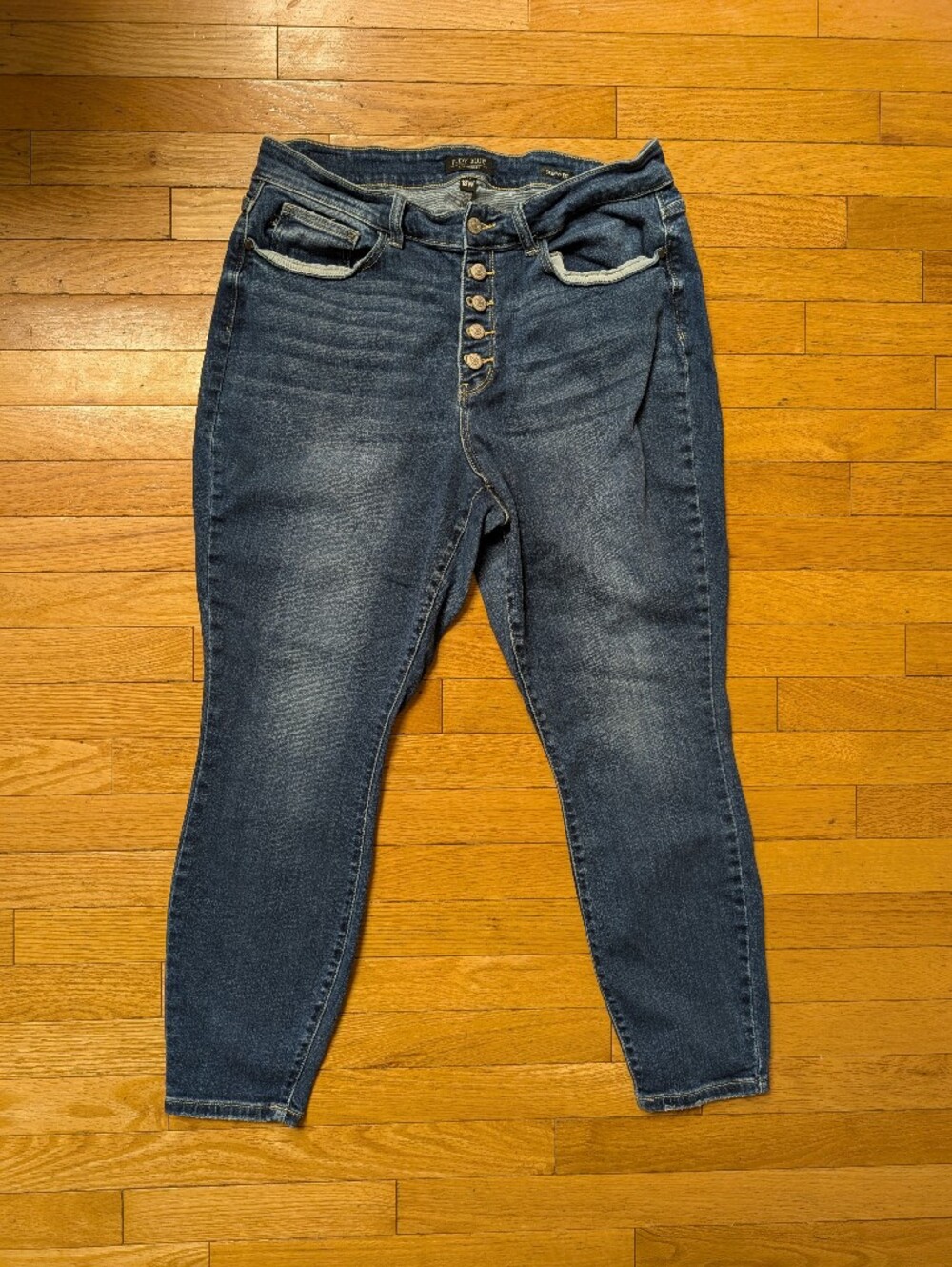 Judy Blue Dark Medium Blue High-Rise Button-Fly Jeans